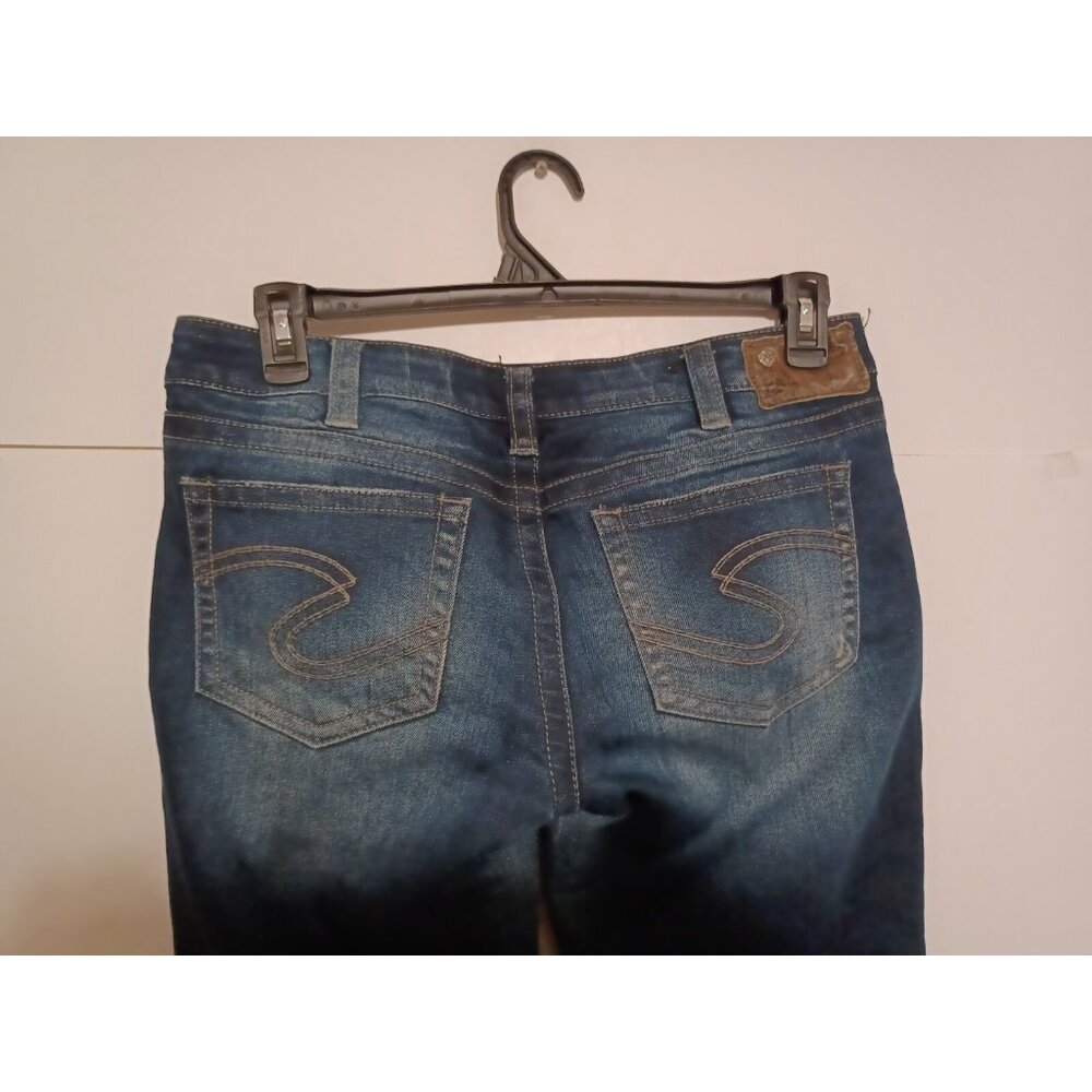 Silver Jeans Aiko Women’s Size Tag reads 30x33 Measures 34x34 Blue Distressed - Picture 7 of 8